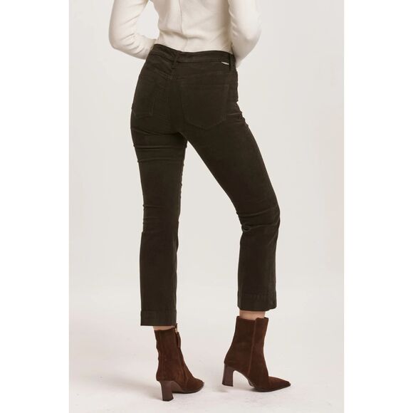 Dear John Denim Jeanne Mid Rise Cropped Flare Pants Forest Pine Corduroy 30 - Picture 2 of 4